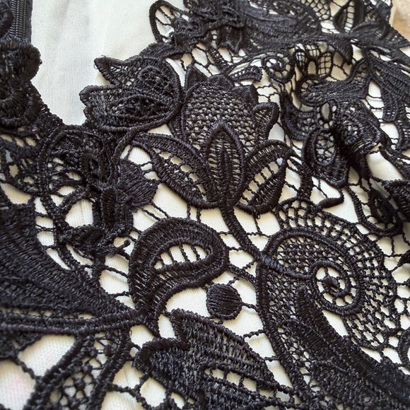 Tadashi Shoji Black Lace Cocktail Dress Size 16 Elegant Sheath Evening Formal - Picture 9 of 13